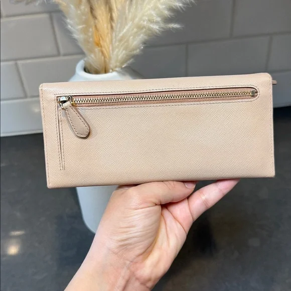 PRADA Saffiano leather wallet nude peach color